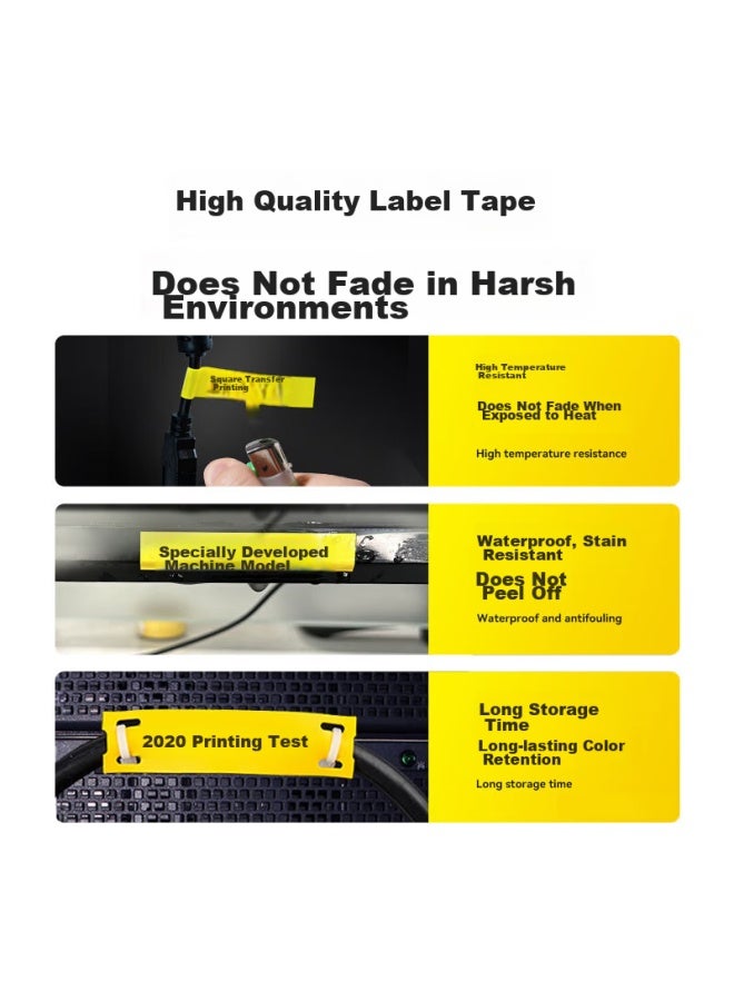 Shuofang G Series Ribbon Label Printer Ribbon Label Continuous Label Paper, White Background Black Text, 12mm*7.5m - Image 2