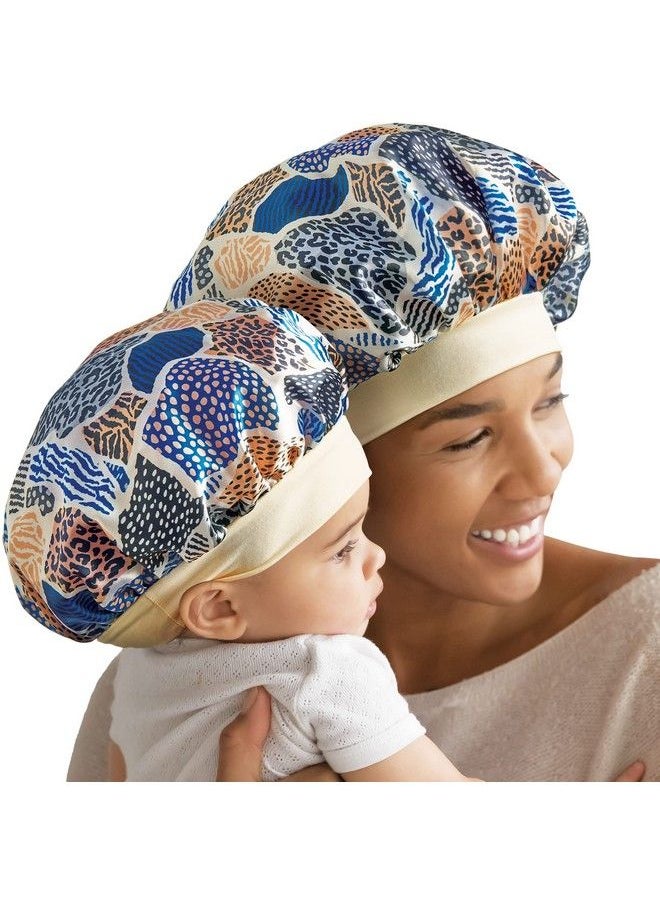 Red by Kiss 2In1 Mommy & Me Bonnet Sleeping Caps Hair Bonnet Hair Wrap (Leopard)  - Image 1