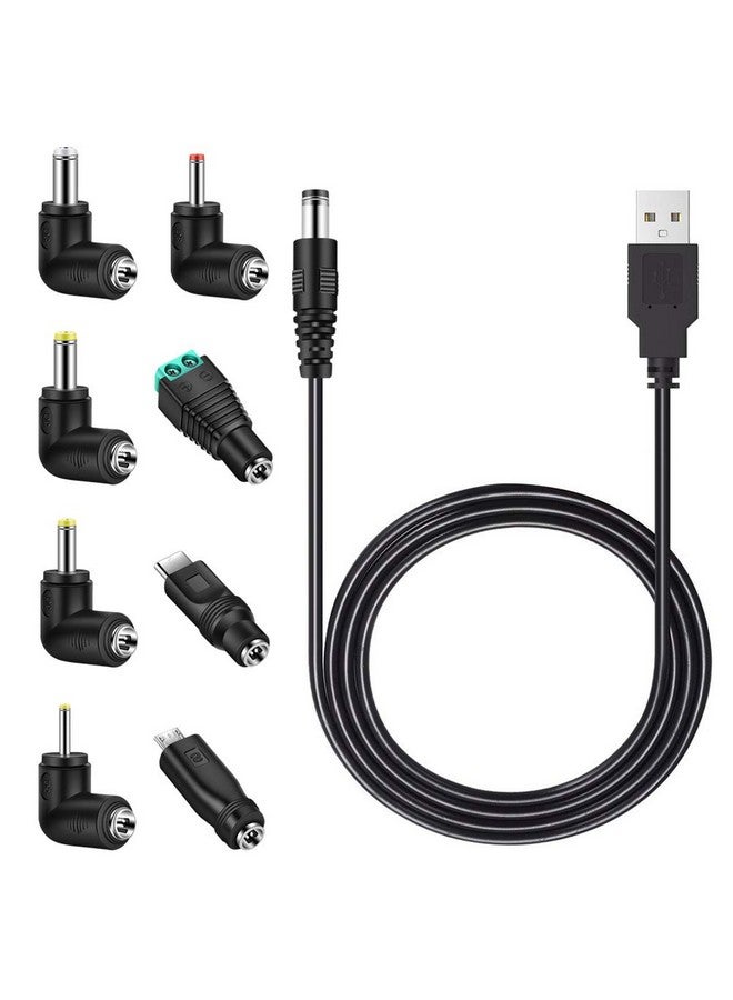ميروم كابل طاقة تيار مستمر 5 فولت عالمي، قابس شحن USB إلى تيار مستمر 5.5 × 2.1 مم مع 8 أطراف موصل (5.5 × 2.5، 4.8 × 1.7، 4.0 × 1.7، 3.5 × 1.35، 2.5 × 0.7، Micro USB، Type-C، موصل عالمي) - Image 1