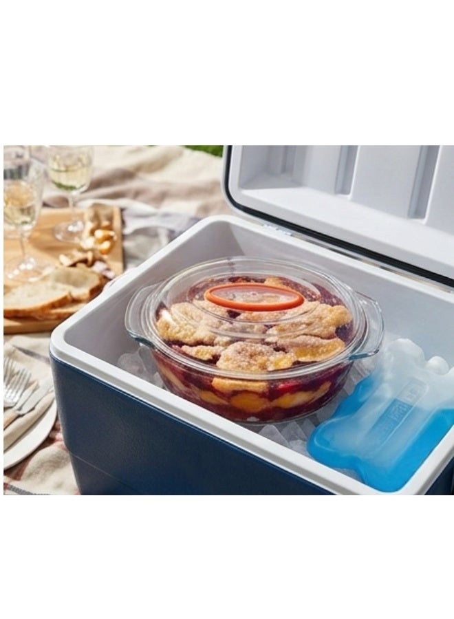 طبق خزفي بيضاوي من الزجاج مع غطاء بلاستيكي سعة 1.5 لتر - طبق متين ومقاوم للحرارة وآمن للاستخدام في الفرن والميكروويف، مثالي للخزائن والمخبوزات وتحضير الوجبات - Image 5