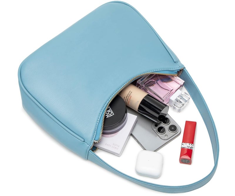 CYHTWSDJ Shoulder Bags for Women, Cute Hobo Tote Handbag Mini Clutch Purse with Zipper Closure (Lake Blue) - Image 5