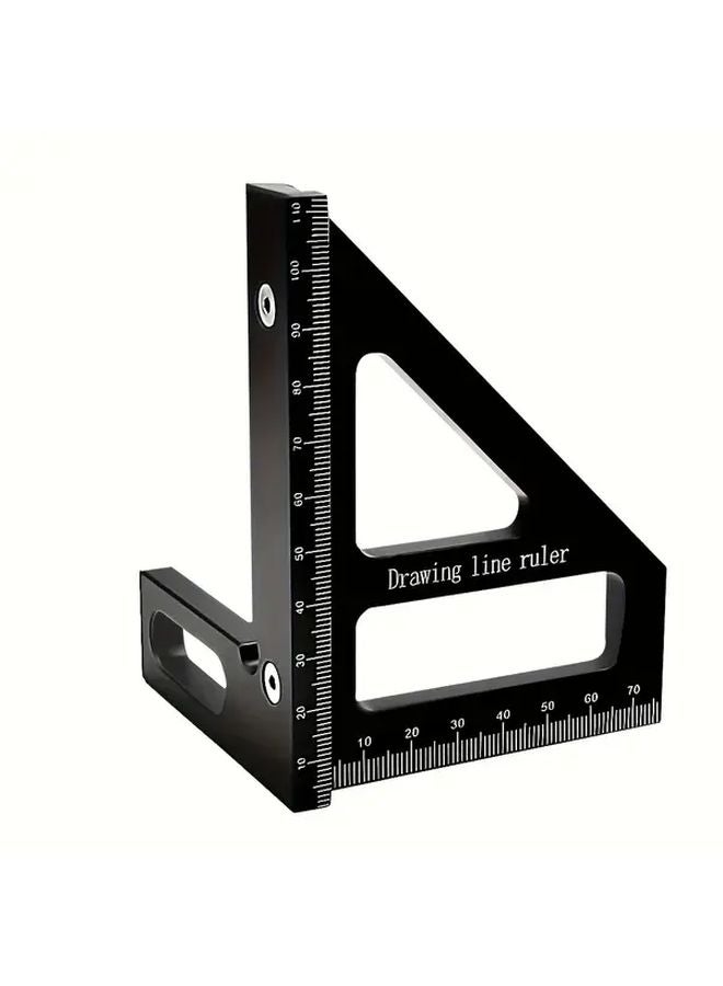 Heavy Duty Aluminum Alloy Carpenter Square 45 90 Degree Angle Ruler Black Anti Rust MDM Inch Scale - Image 1