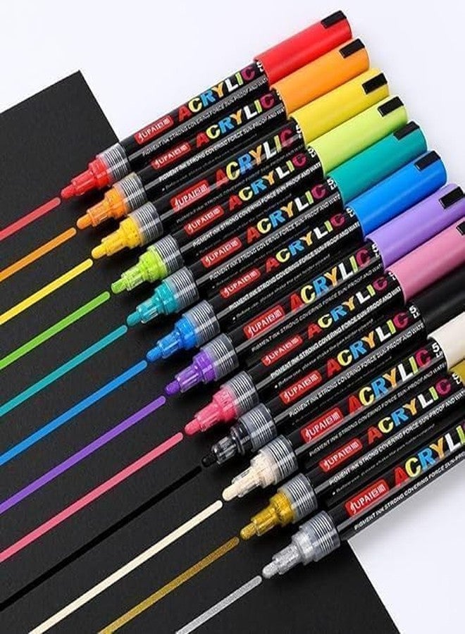 Definite أقلام تحديد طلاء أكريليك ديفينيت متعددة الأسطح للورق والزجاج والقماش والسيراميك والخشب والمعادن مع حبر مائي مقاوم لأشعة الشمس والماء وغير قابل للبهتان وغير سام، خط 4 مم (عبوة من 12 قلم تحديد) - Image 2