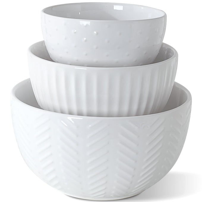 CERAMIC MIXING BOWLS SET NESTING BOWLS SET FOR KITCHENLARGE 5315 QUART BOWL SET OF 3 PREP SERVING BOWL FOR BAKING AND MIXING SALADOVEN MICROWAVE AND DISHWASHER SAFE