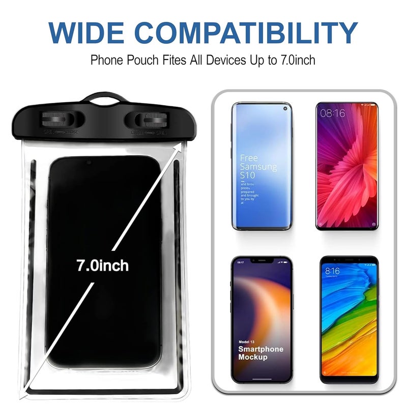 Cedo Waterproof Mobile Pouch Cover Case for All Mobiles, Cellphone Dry Bag Compatible for iPhone, Samsung, OnePlus, Realme, Redmi, Oppo, VIVO, All Other Smartphones Up to 7.2 inches (Black) - Image 2