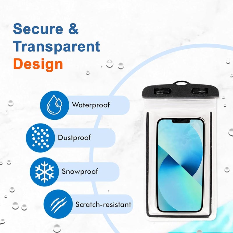 Cedo Waterproof Mobile Pouch Cover Case for All Mobiles, Cellphone Dry Bag Compatible for iPhone, Samsung, OnePlus, Realme, Redmi, Oppo, VIVO, All Other Smartphones Up to 7.2 inches (Black) - Image 4