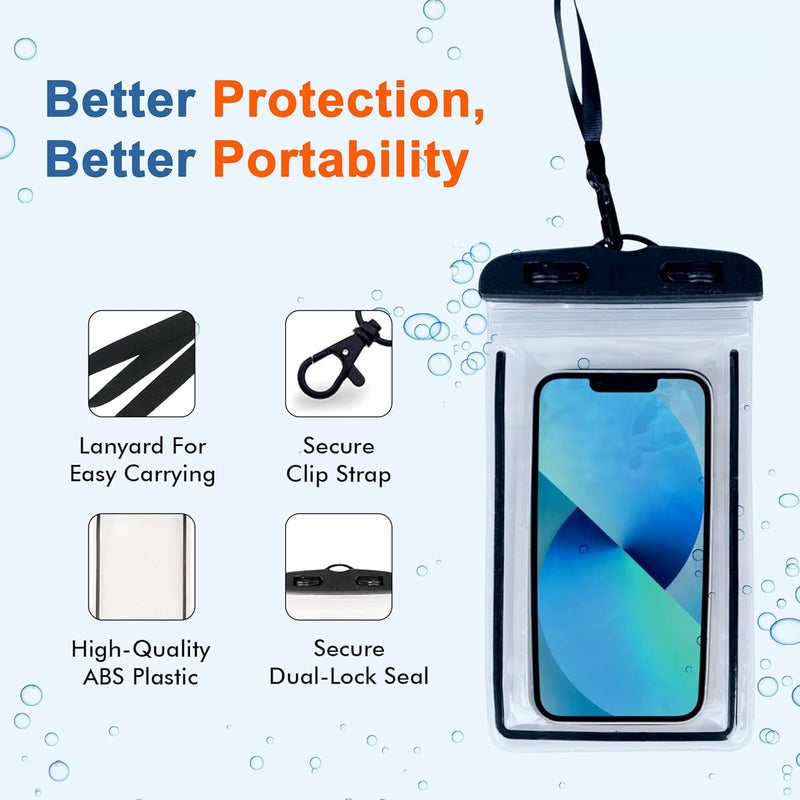 Cedo Waterproof Mobile Pouch Cover Case for All Mobiles, Cellphone Dry Bag Compatible for iPhone, Samsung, OnePlus, Realme, Redmi, Oppo, VIVO, All Other Smartphones Up to 7.2 inches (Black) - Image 3