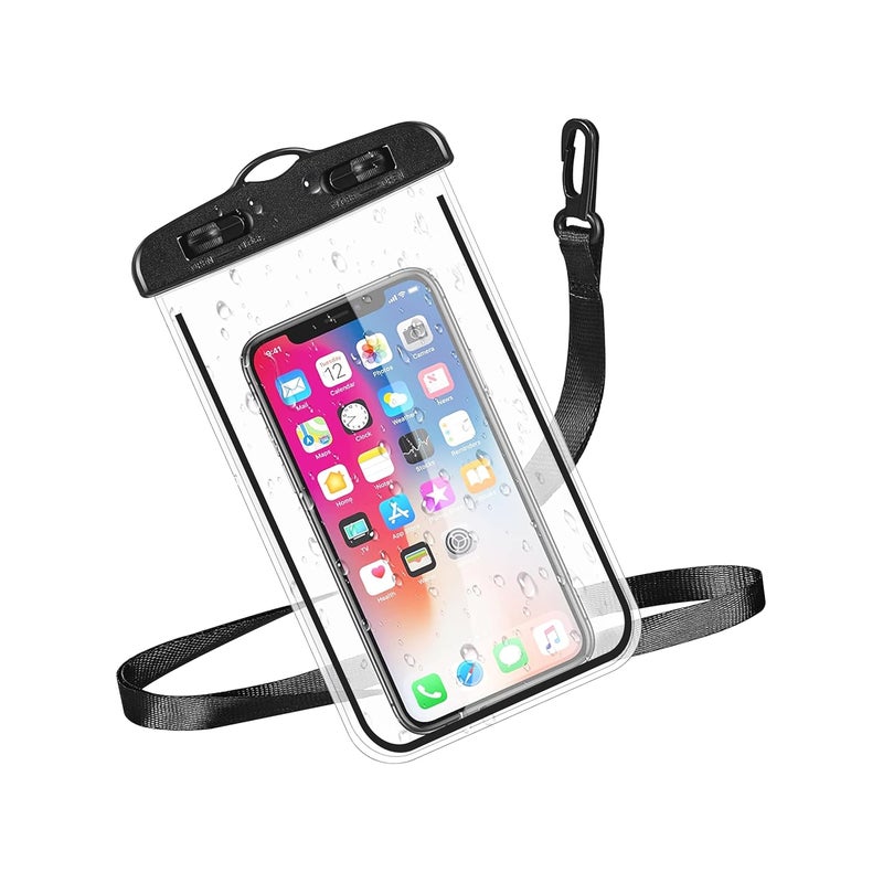 Cedo Waterproof Mobile Pouch Cover Case for All Mobiles, Cellphone Dry Bag Compatible for iPhone, Samsung, OnePlus, Realme, Redmi, Oppo, VIVO, All Other Smartphones Up to 7.2 inches (Black) - Image 1