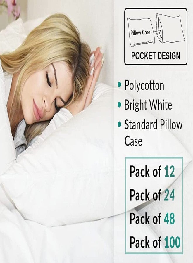 Gold Textiles Bulk Pack of 24 Polycotton Standard Size Pillowcases, White T200-21"x32" (Fits up-to 20" X 28" Pillow) - Ideal for use in Hotels,Hospitals, School Projects and More (24, Standard) - Image 3