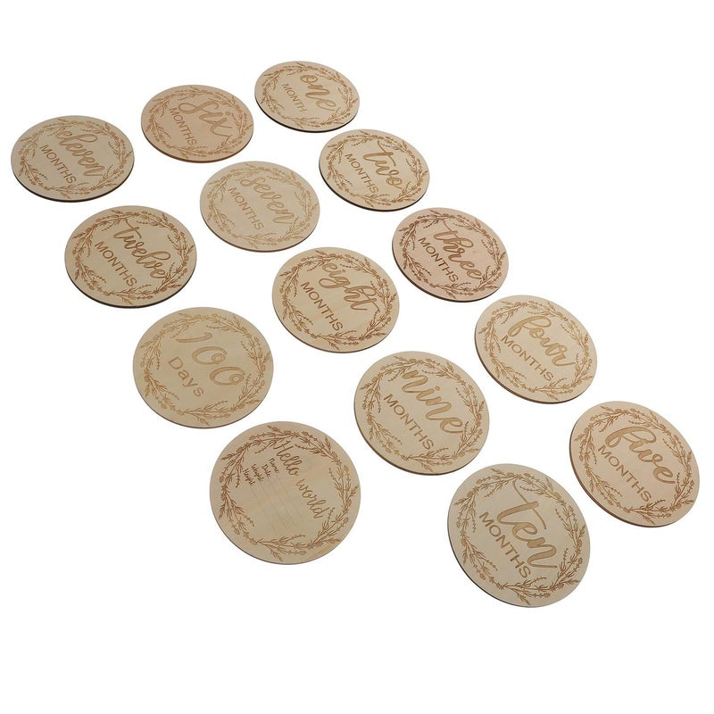 12 Pcs Wooden Milestone Cards Monthly Growth Recording Photo Props For Newborns Gender Neutral Photography Accessories - Image 2