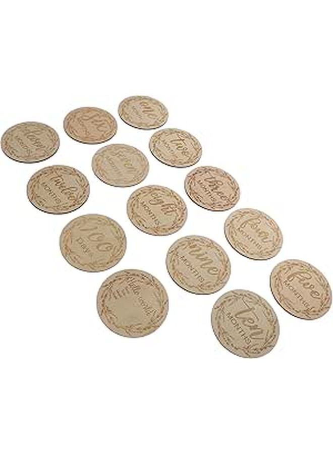 12 Pcs Wooden Milestone Cards Monthly Growth Recording Photo Props For Newborns Gender Neutral Photography Accessories - Image 1