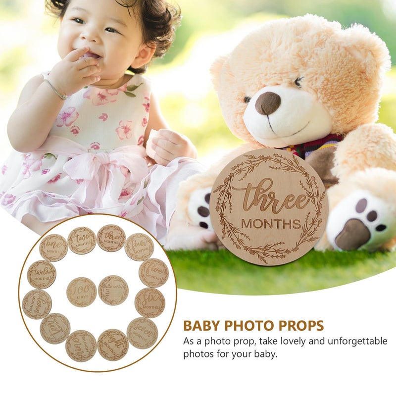 12 Pcs Wooden Milestone Cards Monthly Growth Recording Photo Props For Newborns Gender Neutral Photography Accessories - Image 4