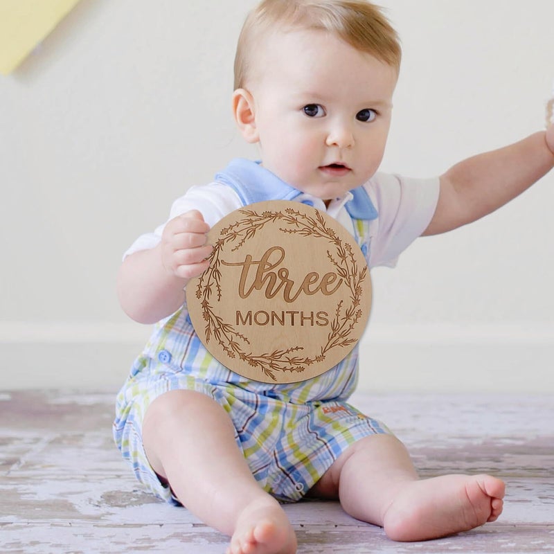 12 Pcs Wooden Milestone Cards Monthly Growth Recording Photo Props For Newborns Gender Neutral Photography Accessories - Image 5