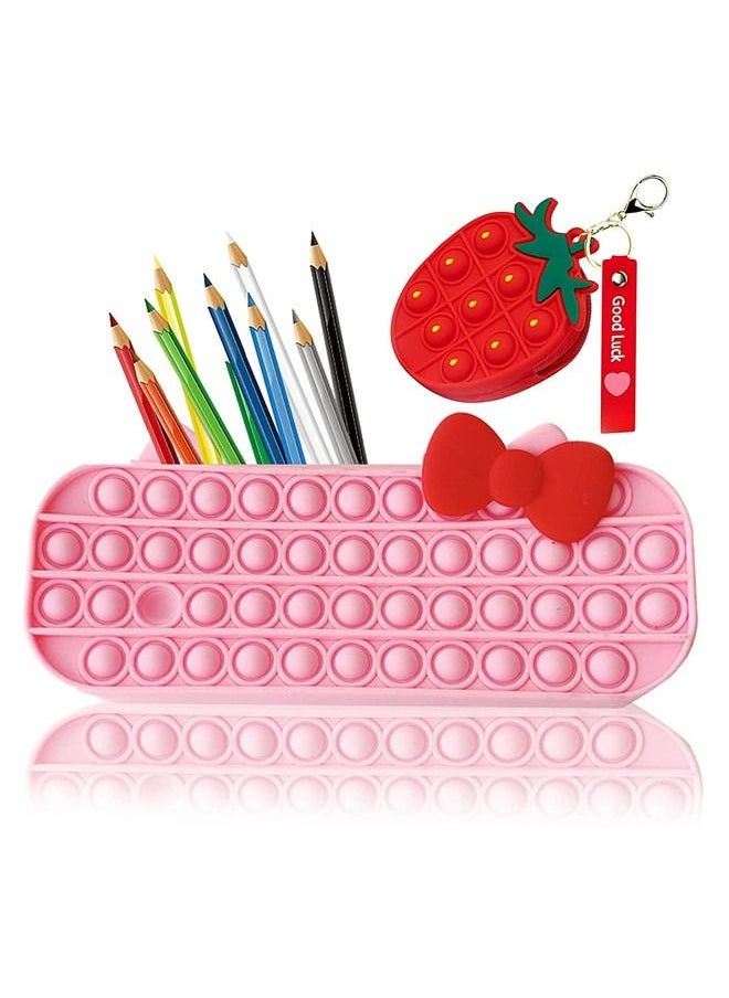 ISank Pop it Pencil Case, Colorful Marble Fidget Pencil Case with Pop it Coin Purse  - Image 1