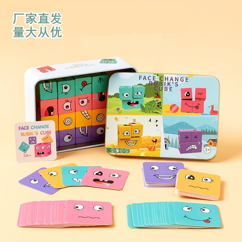 Face-Changing Rubik'S Cube Children'S Early Education Educational Toys Parent-Child Interactive Fun Desktop Games Smiling Face Emoji Puzzle - Image 2
