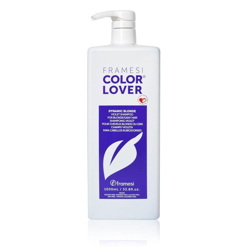 FRAMESI Color Lover Dynamic Blonde Purple Shampoo, Sulfate Free Shampoo, Color Treated Hair