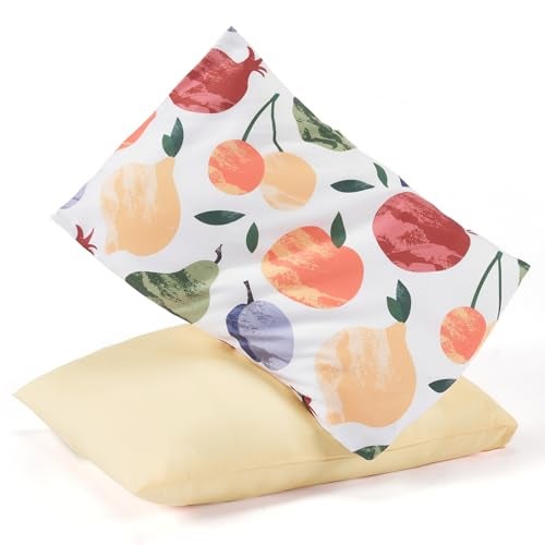 TILLYOU Toddler Pillowcases 13 x 18 Travel Pillow Case 2 Pack Kids Pillowcases Machine Washable with Envelope Closure Fruit Shadow Orangish - Image 1