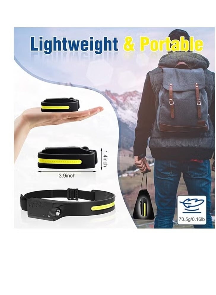 Headlamps Rechargeable 2PCS Camping Headlamp, 230° Wide Beam Lightweight LED Head lamp with Motion Sensor for Adults - Camping Accessories Gear, Waterproof Head Light Flashlight for Camping Hiking, Running, Repairing, Fishing, Cycling - Image 5