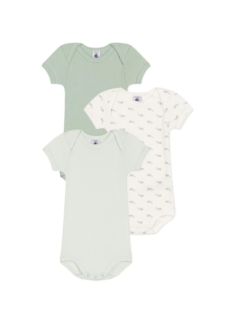 بيتي باتو Babies' short-sleeved whale-themed cotton bodysuits - 3-Pack