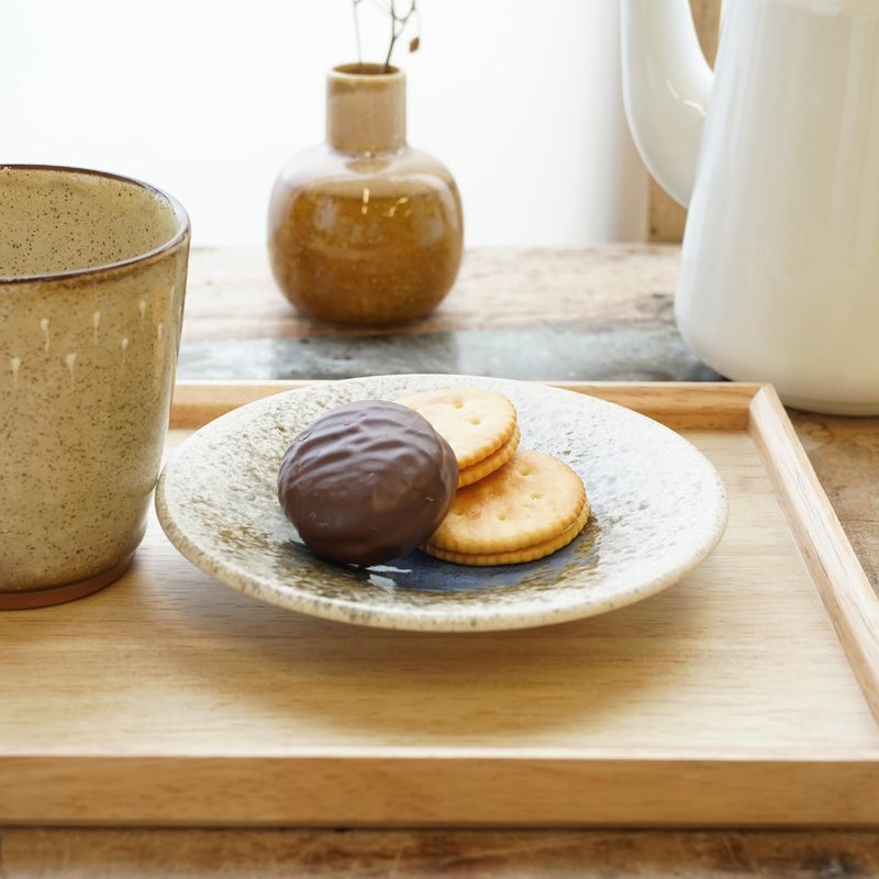 COTONOHA Mino Ware Ceramic Plates Set of 5 55Inch Japanese Small Appetizer  Dessert Dishes Handcrafted Blue Watercolor Glaze Design Microwave  Dishwasher Safe Made in Japan - Image 2