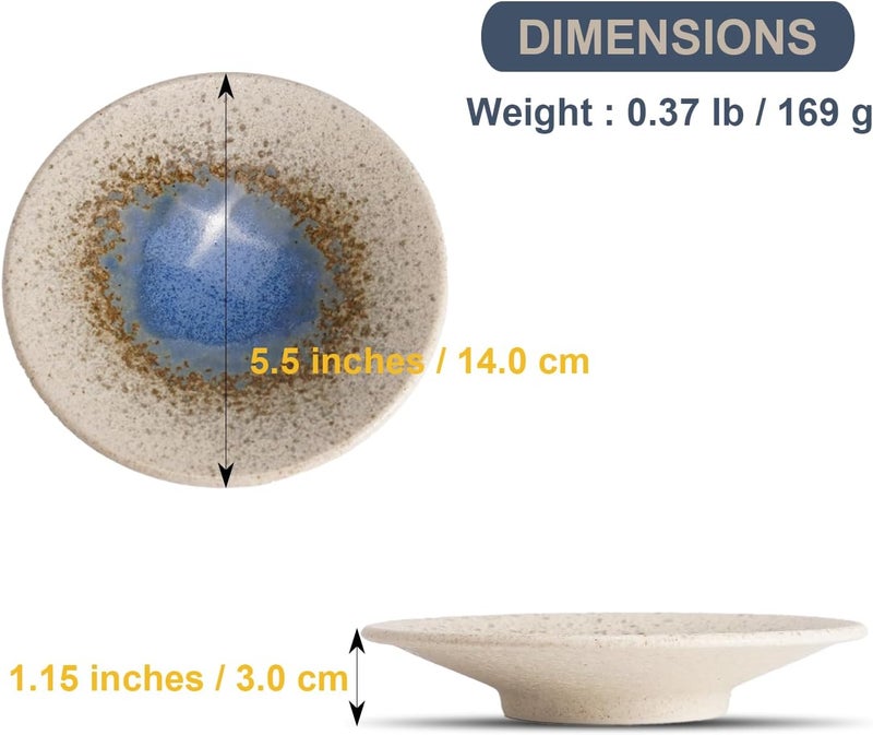 COTONOHA Mino Ware Ceramic Plates Set of 5 55Inch Japanese Small Appetizer  Dessert Dishes Handcrafted Blue Watercolor Glaze Design Microwave  Dishwasher Safe Made in Japan - Image 5