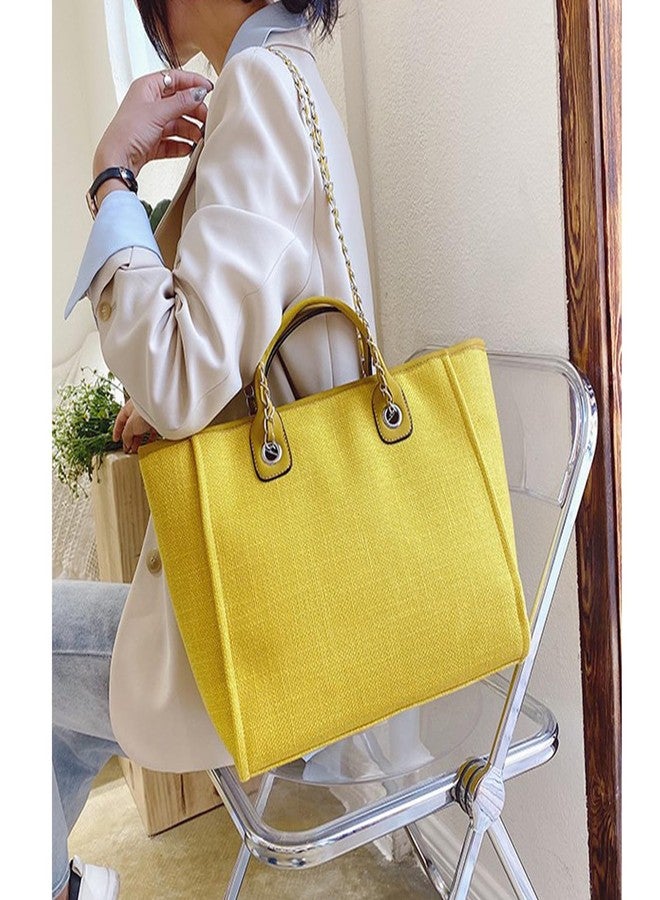 Busnos Tote Bag for Women Large Yellow Canvas Travel Handbags Bag Womens Work Tote Bags With Zipper Cute Bags - Image 3