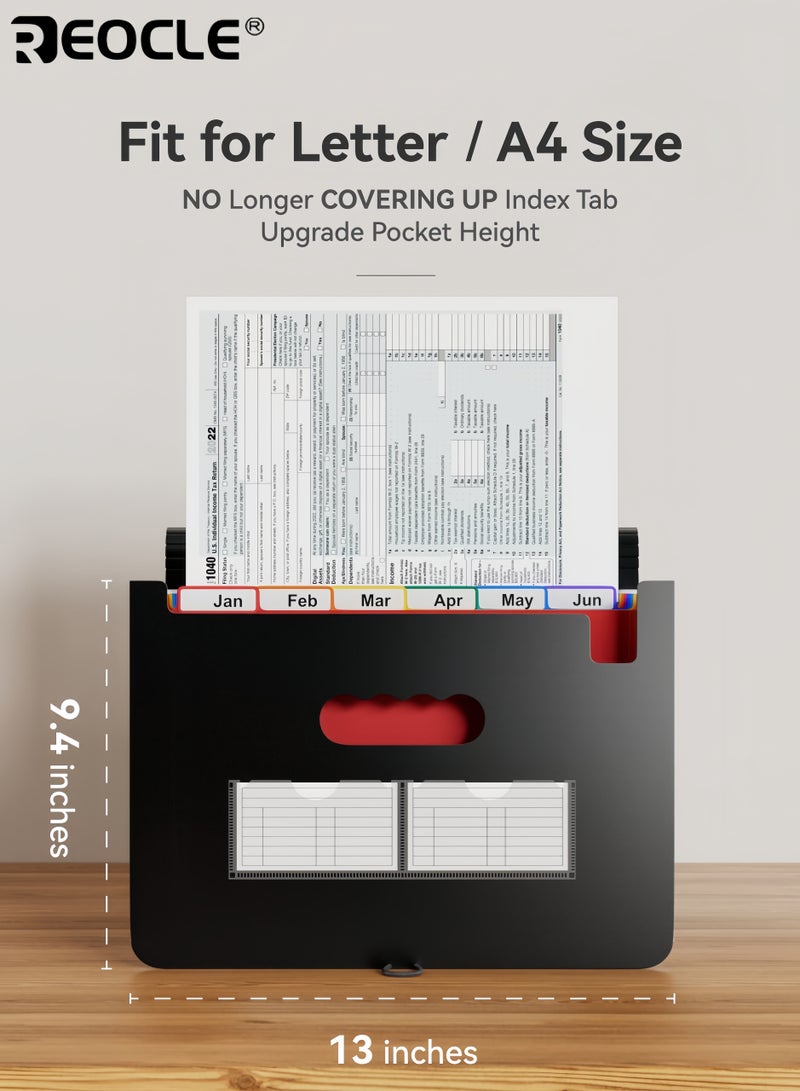 REOCLE 13 Pocket Expanding File Folder Accordion File Organizer A4 Letter Size Portable Document Organizer High Capacity Tear-Resistant Water-Repellent Ideal for Home Office School - Image 3
