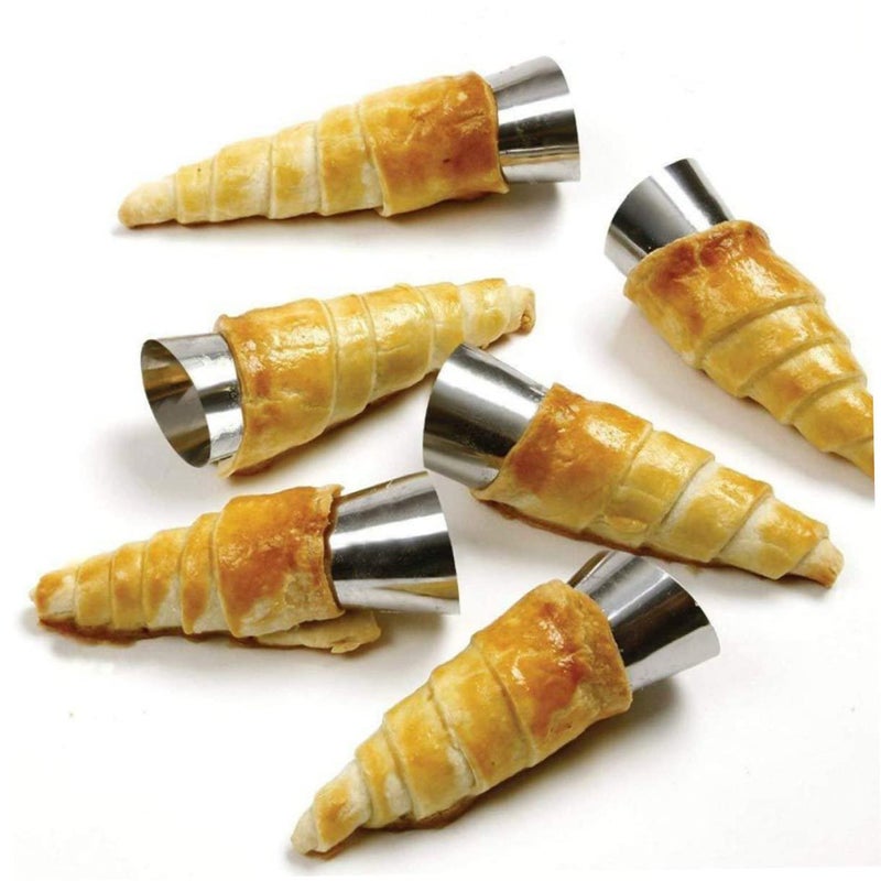 2 Pack 20 Pieces Cannoli Tube Molds Croissant Baking Tool Cones And Brush Easy Clean - Image 4