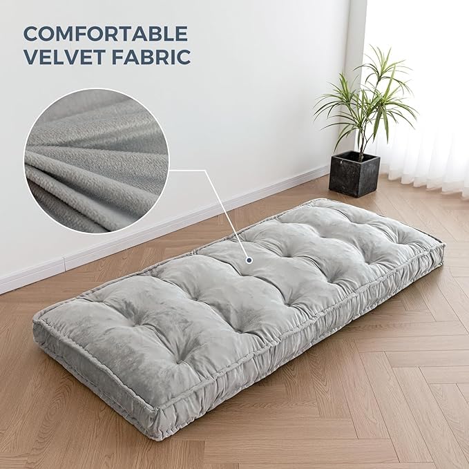 9villa Velvet Fabric Grey Single Bed Mattress | Firm | 5 Inch Thick | 36 x 72 x 4.5 Inches | 17 kg | Versatile Mattress - Image 5