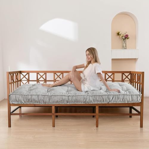 9villa Velvet Fabric Grey Single Bed Mattress | Firm | 5 Inch Thick | 36 x 72 x 4.5 Inches | 17 kg | Versatile Mattress - Image 1