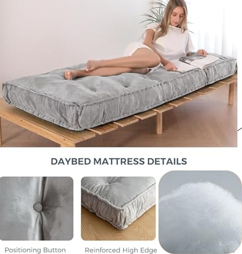 9villa Velvet Fabric Grey Single Bed Mattress | Firm | 5 Inch Thick | 36 x 72 x 4.5 Inches | 17 kg | Versatile Mattress - Image 4