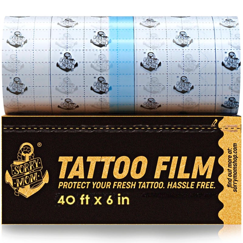 Sorry Mom Tattoo Aftercare Bandage (40ft x 6in) Tattoo Bandage Clear Waterproof, Adhesive Tattoo Film - Tattoo Healing Wrap - Tattoo Wrap Protection - Second Skin Tattoo Cover - Image 1