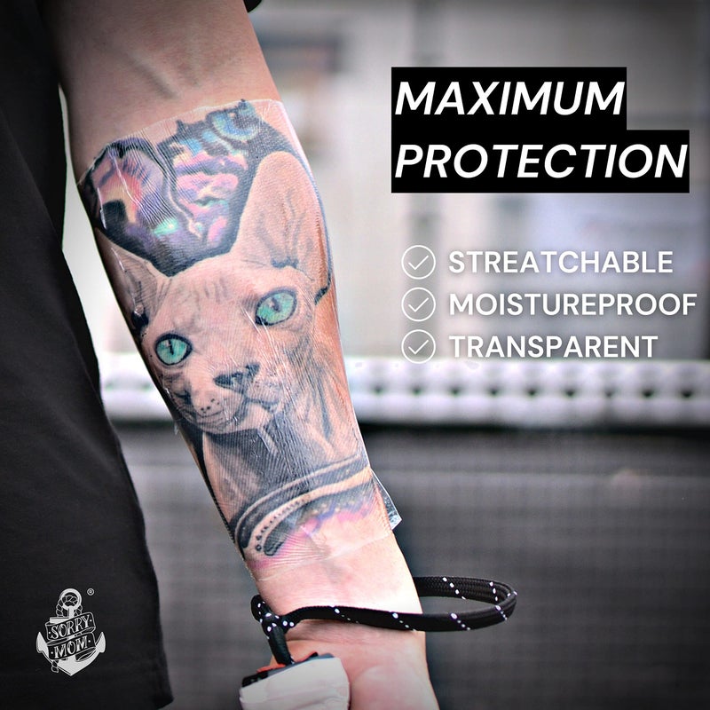 Sorry Mom Tattoo Aftercare Bandage (40ft x 6in) Tattoo Bandage Clear Waterproof, Adhesive Tattoo Film - Tattoo Healing Wrap - Tattoo Wrap Protection - Second Skin Tattoo Cover - Image 4