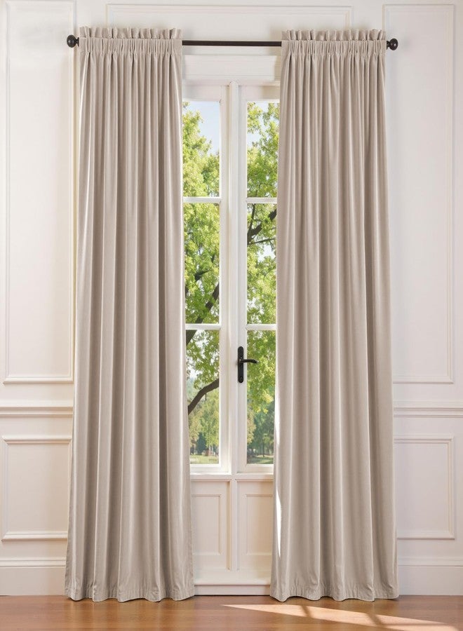 Lazzzy Velvet Curtains Oatmeal Room Darkening Thermal Insulated Curtains 84 Inch Length Soundproof Noise Reducing Drapes for Bedroom Living Privacy Home Decor Rod Pocket, 2 Panels - Image 1