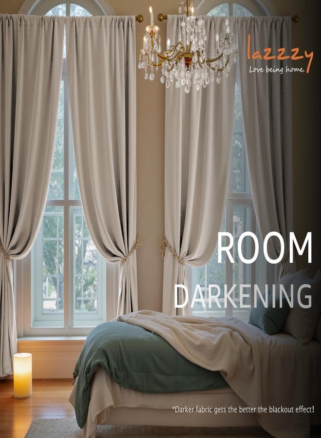 Lazzzy Velvet Curtains Oatmeal Room Darkening Thermal Insulated Curtains 84 Inch Length Soundproof Noise Reducing Drapes for Bedroom Living Privacy Home Decor Rod Pocket, 2 Panels - Image 5