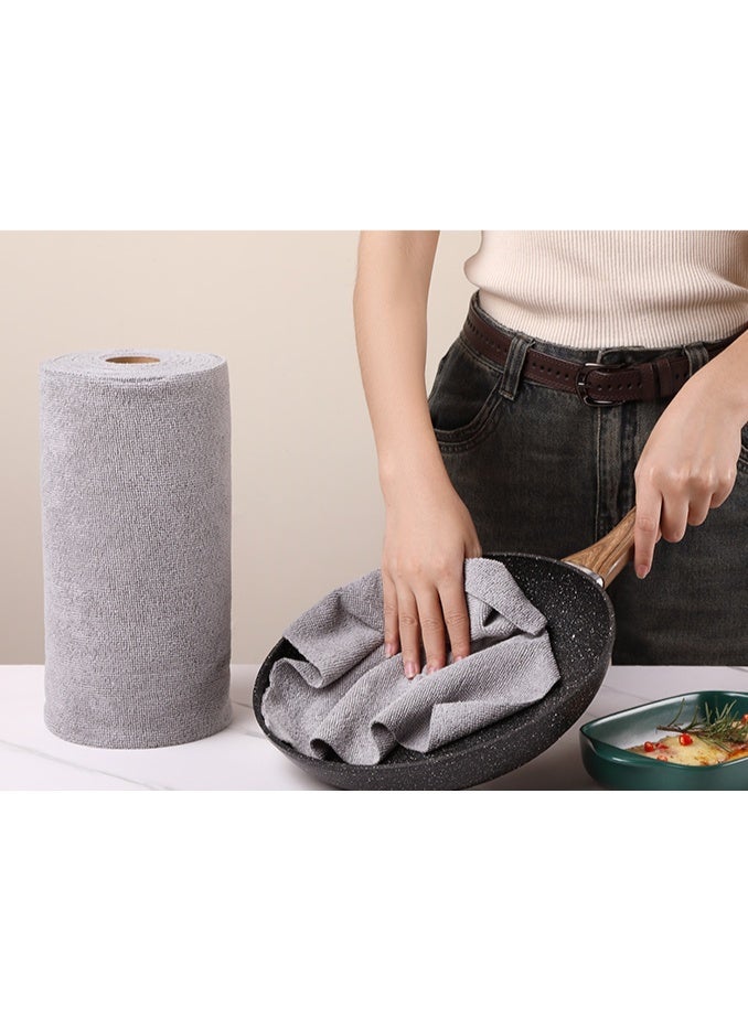 Microfiber Cleaning Cloth Roll, 20 Pieces, Paper Towels Reusable Grey Tear Away Towels, Washable Shop Rags, Microfiber Towels for Cars, Lint Free Rags for House, Kitchen, Window,25×25CM - Image 1