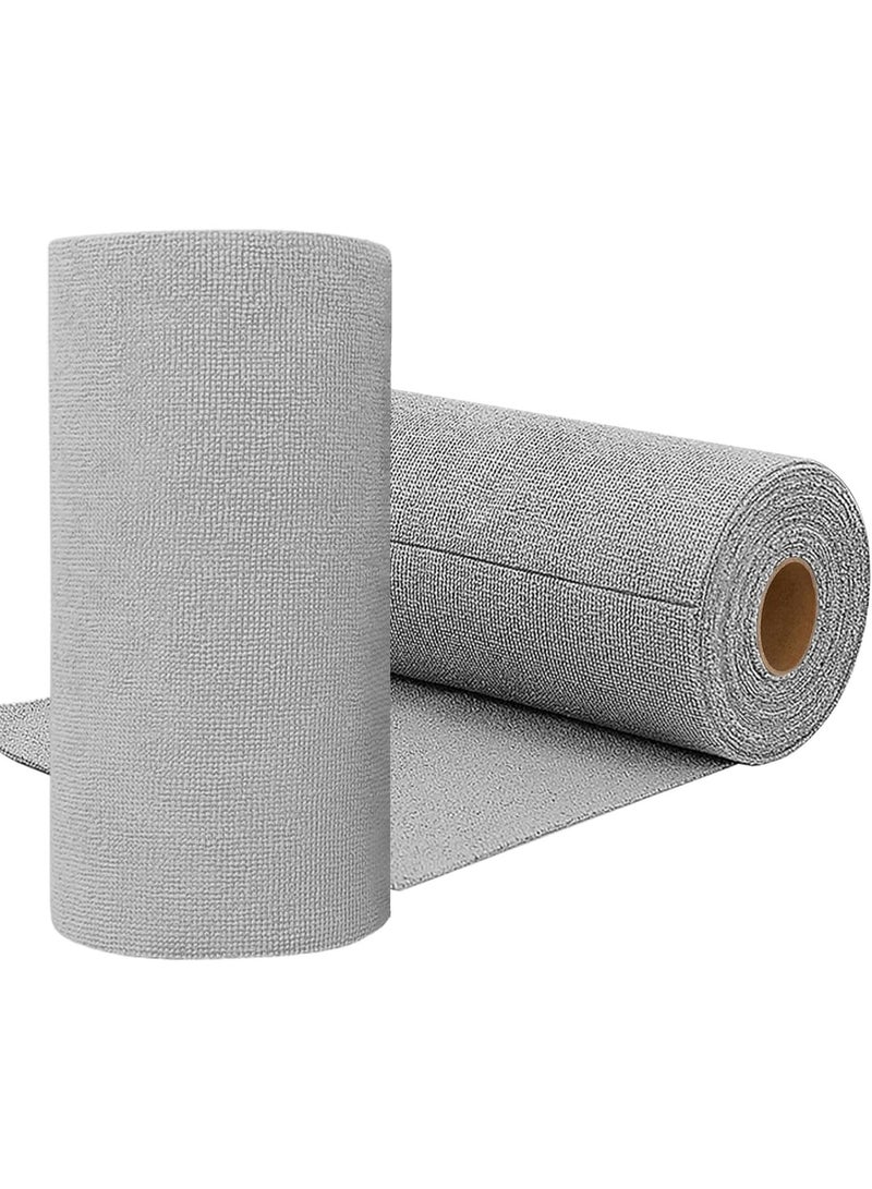 Microfiber Cleaning Cloth Roll, 20 Pieces, Paper Towels Reusable Grey Tear Away Towels, Washable Shop Rags, Microfiber Towels for Cars, Lint Free Rags for House, Kitchen, Window,25×25CM - Image 2
