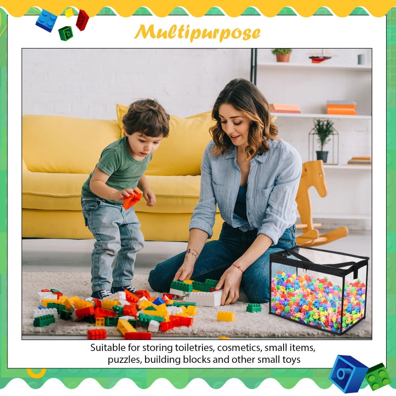 Clysee 3 Pcs Toy Storage Bags with Zipper Large Clear PVC Organizing Bags for Building Blocks Board Games and Beach Toys Storage - Image 5