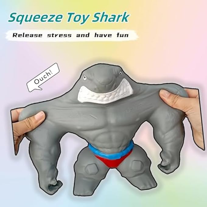 KASTWAVE Giant Squishy Shark Stretchy Toys, Squishy Toys for Kids, Fun Splat Shark Figures, Squeeze Shark Toy, Stretchy and Squishy Shark Toy, Animal Figure Toys for Kids and Adults (Big Shark) - Image 2
