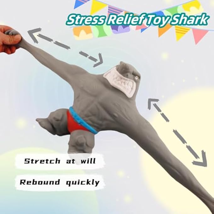 KASTWAVE Giant Squishy Shark Stretchy Toys, Squishy Toys for Kids, Fun Splat Shark Figures, Squeeze Shark Toy, Stretchy and Squishy Shark Toy, Animal Figure Toys for Kids and Adults (Big Shark) - Image 3