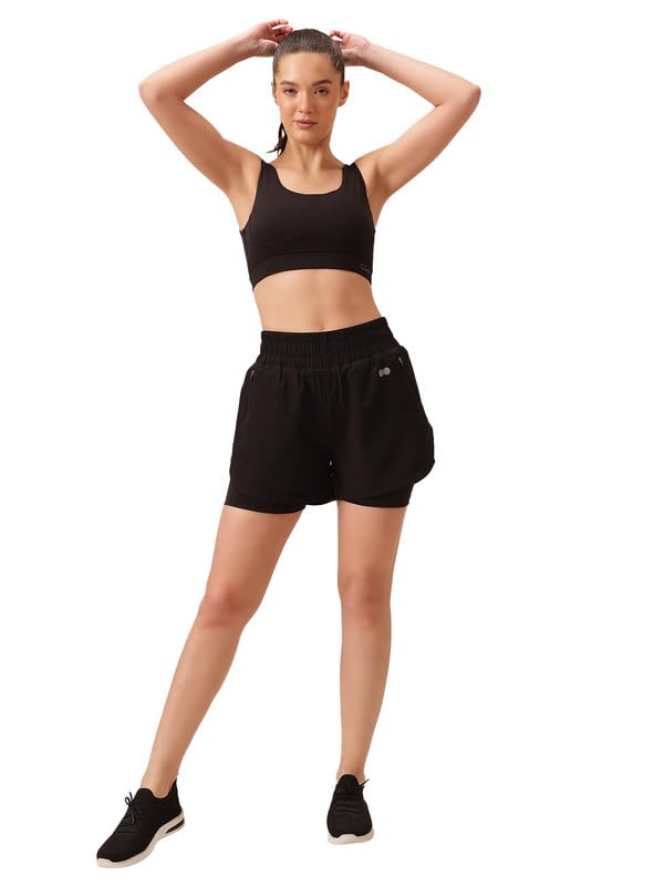 Clovia Women's Snug Fit Active High Rise Running Shorts (AB0138P13_Black_XXL) - Image 1