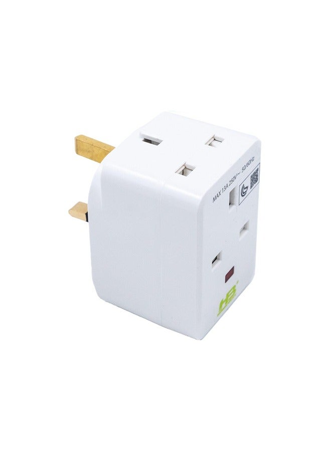 HOMEBEST Power Adaptor Plug 3 Neon Sockets White  - Image 1