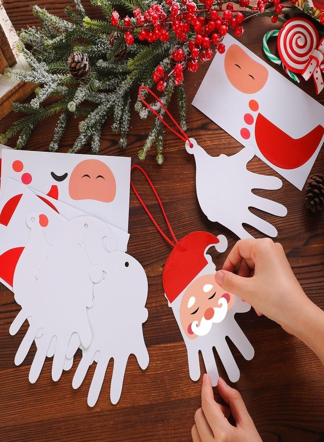 Zhanmai 36 Sets Christmas Santa Crafts for Kids DIY Christmas Crafts Make Your Own Handprint Santa Ornaments Kit for Kids Xmas Party Preschool Classroom Activities - Image 3