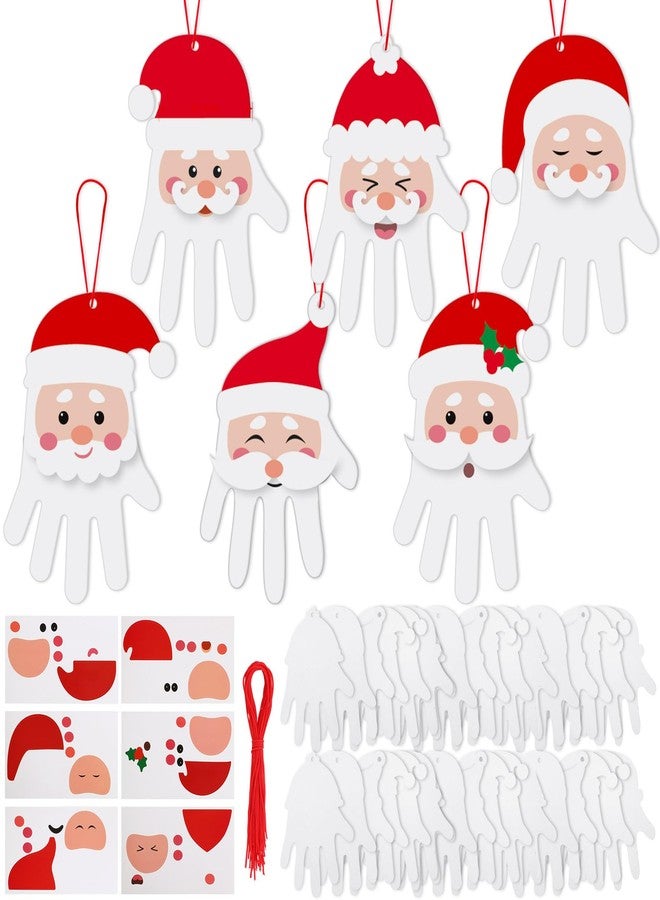 Zhanmai 36 Sets Christmas Santa Crafts for Kids DIY Christmas Crafts Make Your Own Handprint Santa Ornaments Kit for Kids Xmas Party Preschool Classroom Activities - Image 1