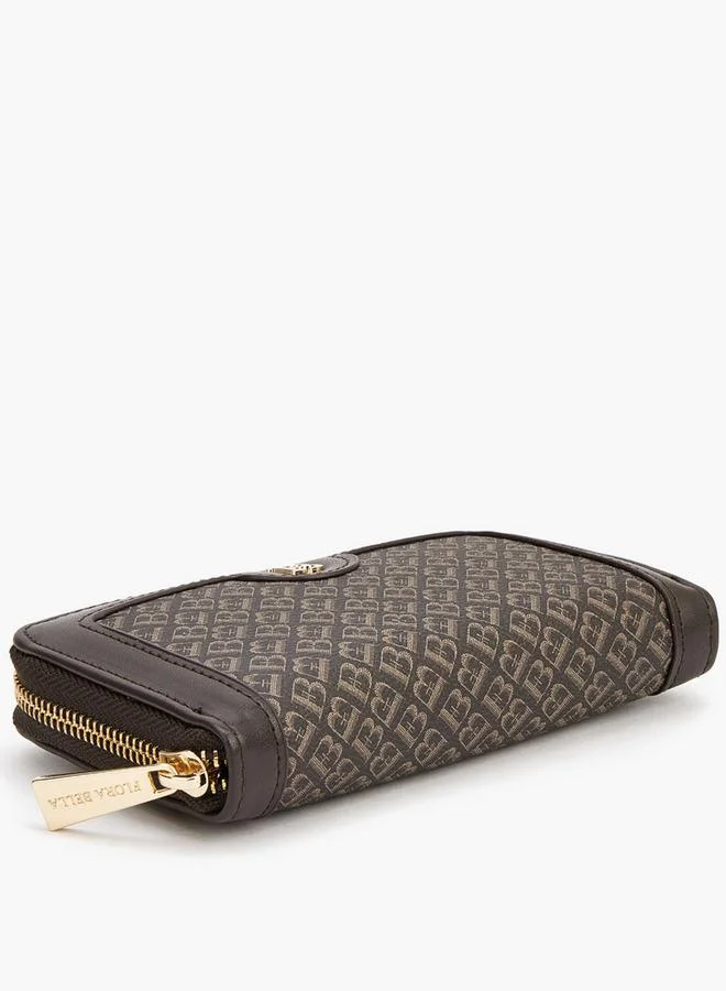 Flora Bella By Shoexpress BROWN Monogram Print Zip Around Wallet for Women | Best Price UAE