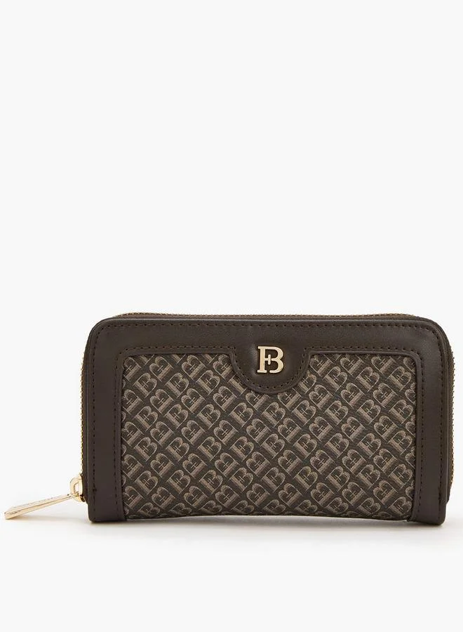 Monogram Print Zip Around Wallet