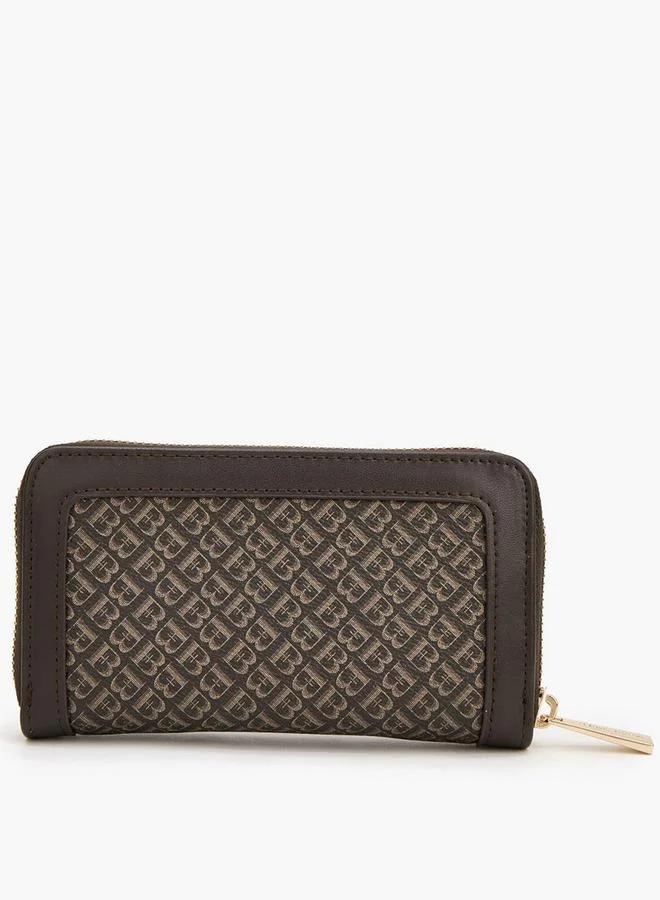 Flora Bella By Shoexpress BROWN Monogram Print Zip Around Wallet for Women | Best Price UAE