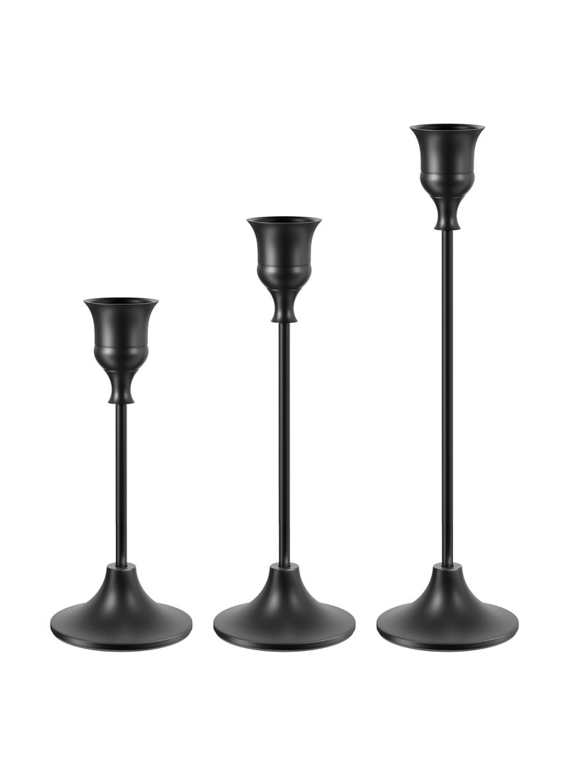 XICEN 3Pcs Black Candle Holder, Candle Stick Holders, Candlestick Holder Set for Dinning, Party, Vintage Modern Decorative Centerpiece for Table Mantel Wedding Housewarming Gift - Image 1