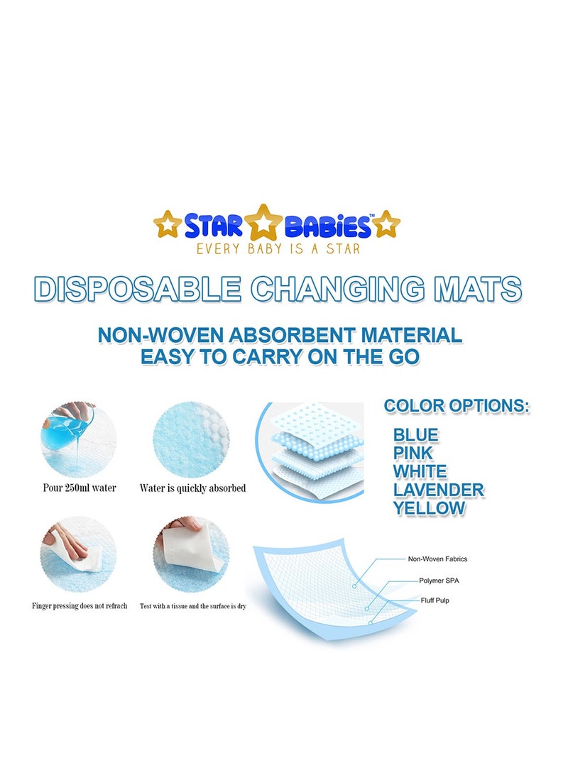 STAR BABiES Star Babies Combo Pack (Disposable Changing mat 12pcs, Scented Bag 5pcs (75bags) with  Disposable Breast Pad 5pcs) - Blue  - Image 3
