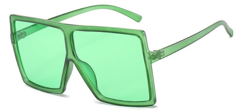 Hot glasses European and American fashion generous frame sunglasses fashion colorful multi-color sunglasses women in large spot Sand green frame green sheet